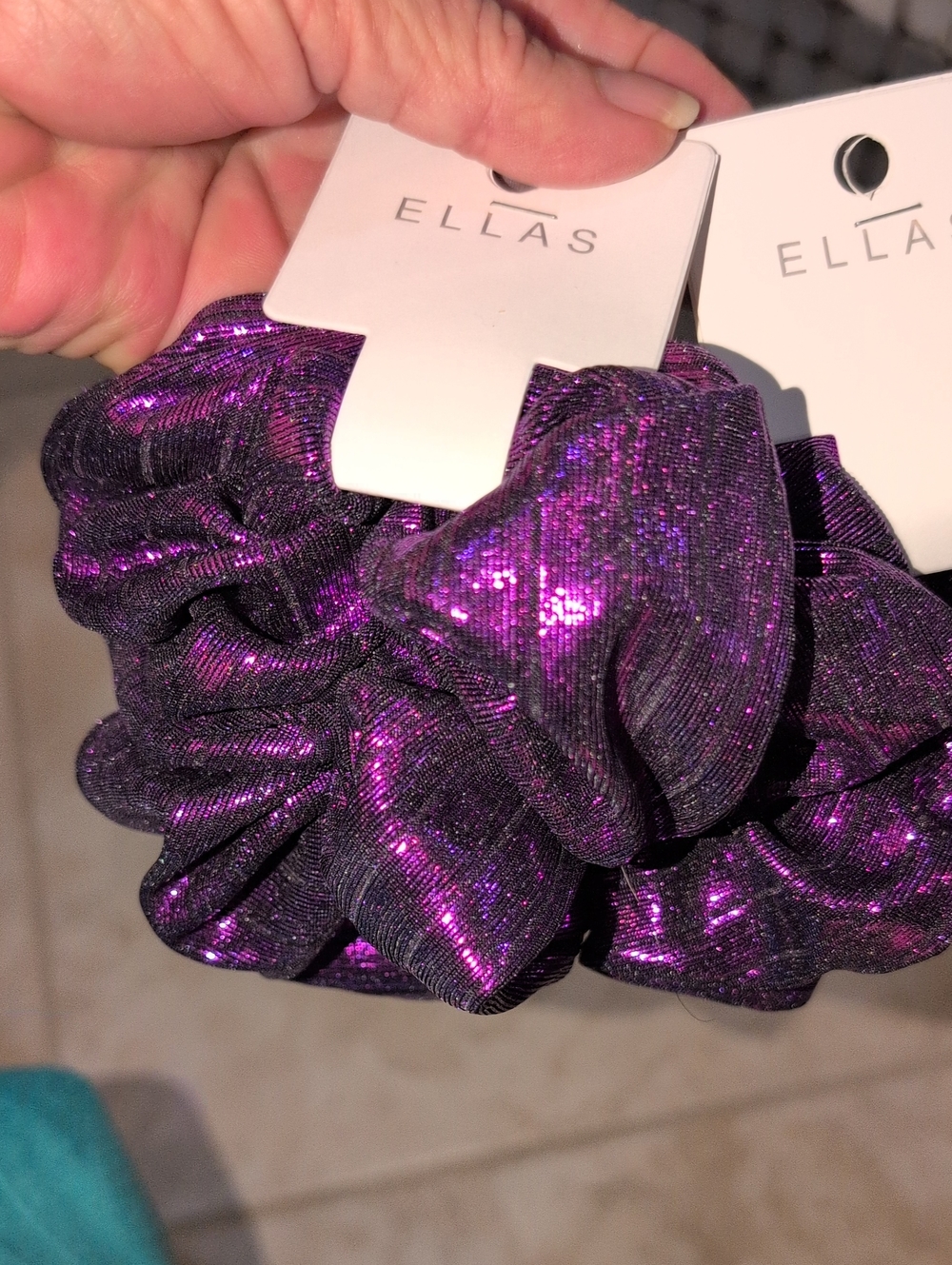 Ellas Shimmery Purple Metallic Scrunchies - Set of 2